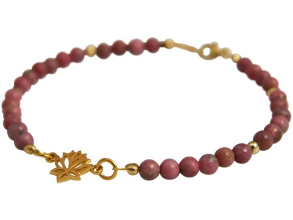 Gemshine - Damen - Armband - 925 Silber - Vergoldet - Lotus Blume - Edelstein - Rosa - YOGA - Image 3