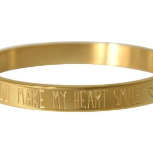 Gemshine - Damen - Armband - Armreif - You make my heart Smile - WISHES - Gold - 8 mm