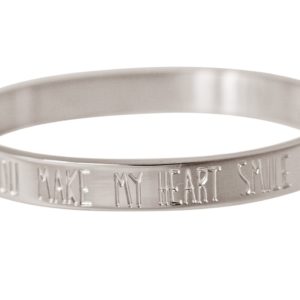 Gemshine - Damen - Armband - Armreif - You make my heart Smile - WISHES - Silber - 8 mm