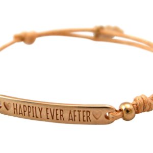 Gemshine - Damen - Armband - Gravur - HAPPILY EVER AFTER - Rose Vergoldet - Hellkoralle - Rose