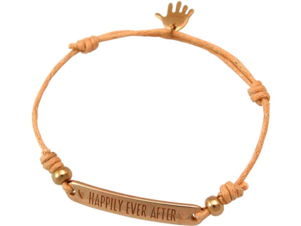 Gemshine - Damen - Armband - Gravur - HAPPILY EVER AFTER - Rose Vergoldet - Hellkoralle - Rose - Image 3