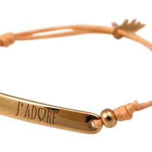 Gemshine - Damen - Armband - Gravur - J´ADORE - Rose Vergoldet - Hellkoralle - Rose