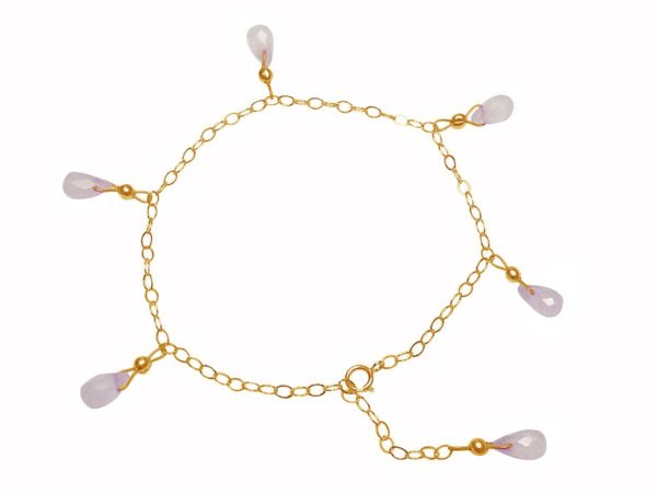 Gemshine - Damen - Armband - Vergoldet - Rosenquarz - Tropfen - Facettiert - Rosa - Größenverstellbar - Image 3