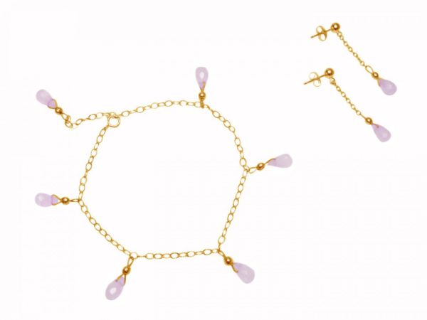 Gemshine - Damen - Armband - Vergoldet - Rosenquarz - Tropfen - Facettiert - Rosa - Größenverstellbar - Image 5