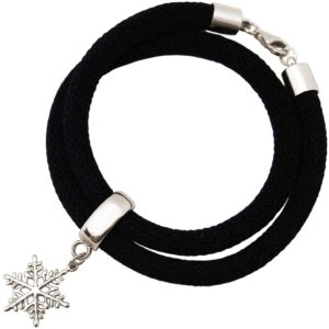 Gemshine - Damen - Armband - Wickelarmband - 925 Silber - Schneeflocke - Schwarz