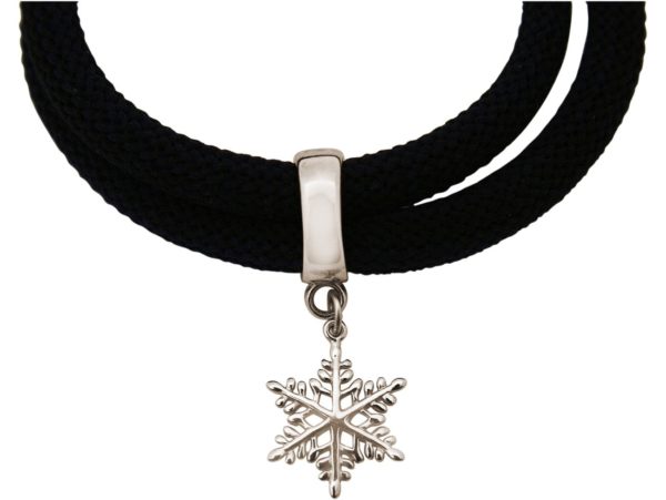Gemshine - Damen - Armband - Wickelarmband - 925 Silber - Schneeflocke - Schwarz - Image 3