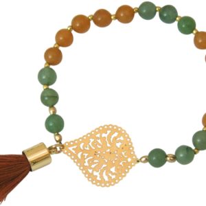 Gemshine - Mala Armband - Vergoldet - Edelstein - Lachs - Grün