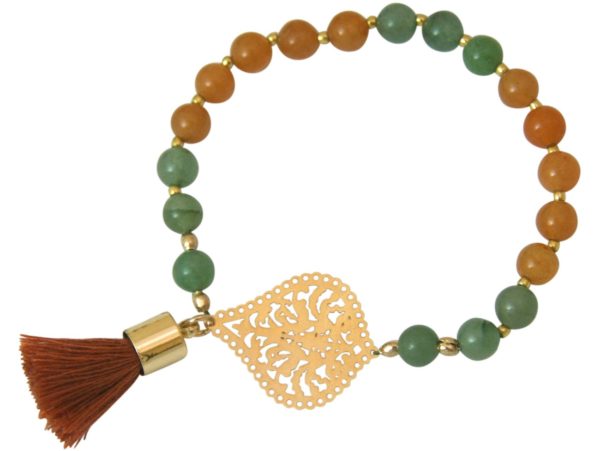 Gemshine - Mala Armband - Vergoldet - Edelstein - Lachs - Grün - Image 3