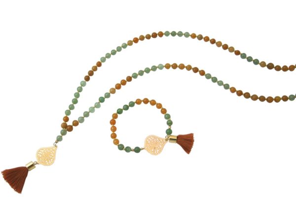 Gemshine - Mala Armband - Vergoldet - Edelstein - Lachs - Grün - Image 4