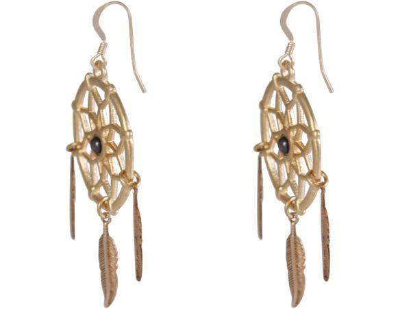 Gemshine - Traumfänger Ohrringe - Rose Vergoldet - Boho - Feder - 7 cm - Image 4