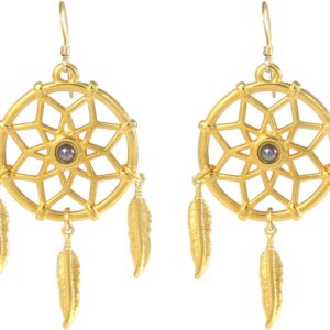 Gemshine - Traumfänger Ohrringe - Vergoldet - Boho - Feder - 7 cm