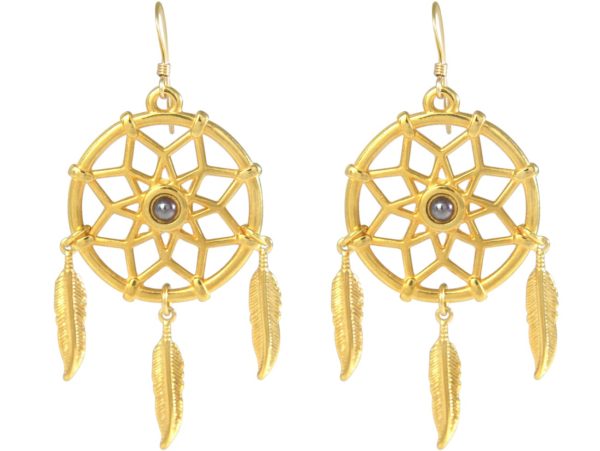 Gemshine - Traumfänger Ohrringe - Vergoldet - Boho - Feder - 7 cm
