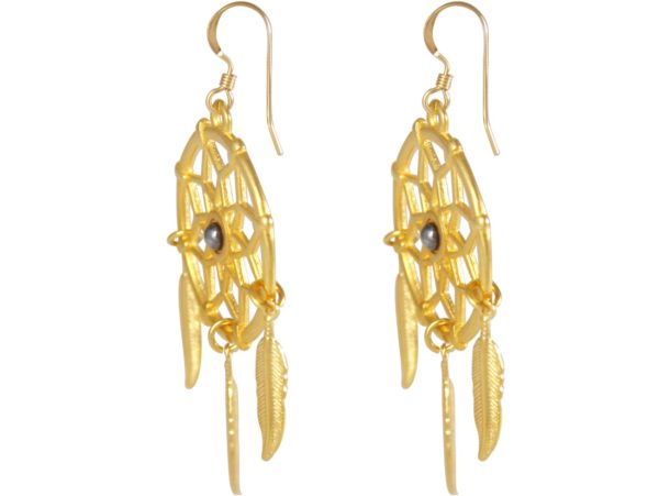 Gemshine - Traumfänger Ohrringe - Vergoldet - Boho - Feder - 7 cm - Image 3