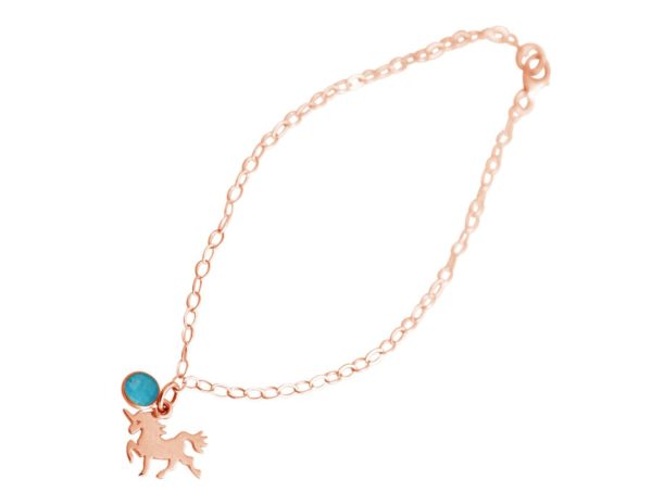 GEMSHINE Armband mit Einhorn und Türkis Edelstein. 18cm Armkette aus 925 Silber. Massiv 925 Silber, vergoldet, rose vergoldet. Made in Spanien. Geschenketui, Metall Farbe:Silber - Image 4