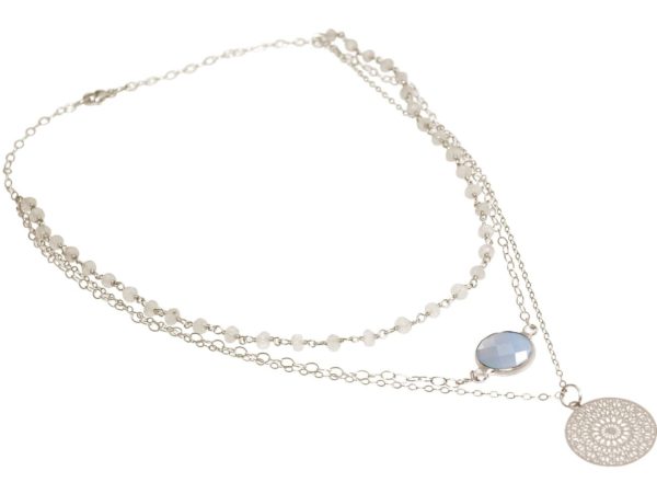 GEMSHINE Halskette Choker mit facettierten Mondsteinen und Mandala. 925 Silber oder hochwertig vergoldet. Qualitätsvoller Schmuck Made in München / Deutschland, Metall Farbe:Silber - Image 5