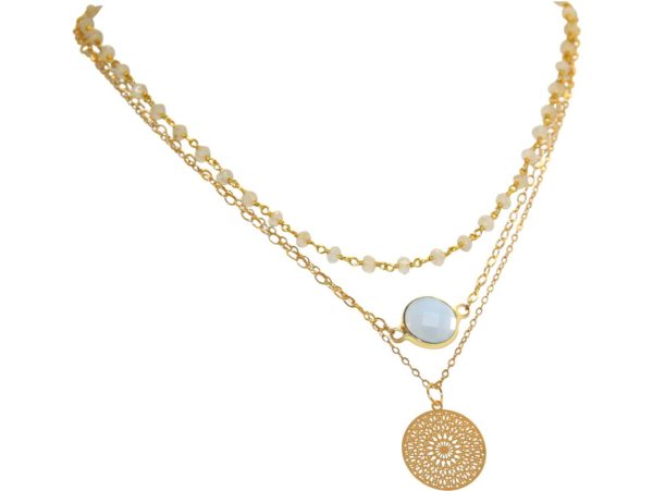 GEMSHINE Halskette Choker mit facettierten Mondsteinen und Mandala. 925 Silber oder hochwertig vergoldet. Qualitätsvoller Schmuck Made in München / Deutschland, Metall Farbe:Silber vergoldet - Image 3