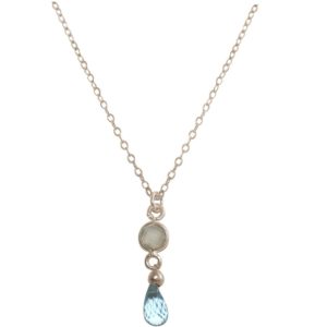 GEMSHINE Halskette mit Aquamarin und Onyx. Anhänger aus 925 Silber oder hochwertig vergoldet an 45 cm Kette. Made in München / Deutschland. Im edlen Schmucketui geliefert. Auch als SET mit Ohrringen.