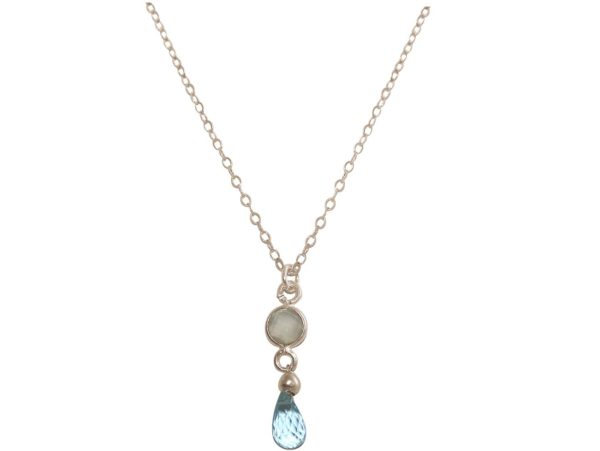 GEMSHINE Halskette mit Aquamarin und Onyx. Anhänger aus 925 Silber oder hochwertig vergoldet an 45 cm Kette. Made in München / Deutschland. Im edlen Schmucketui geliefert. Auch als SET mit Ohrringen. - Image 3
