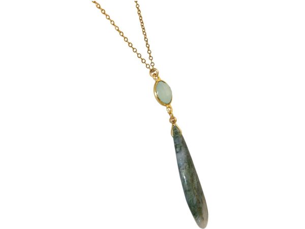 GEMSHINE Halskette mit Moos Achat und Chalcedon. Anhänger aus 925 Silber oder hochwertig vergoldet an 60 cm Kette. Made in München / Deutschland. Im edlen Etui geliefert. Auch als Set mit Ohrringen. - Image 5