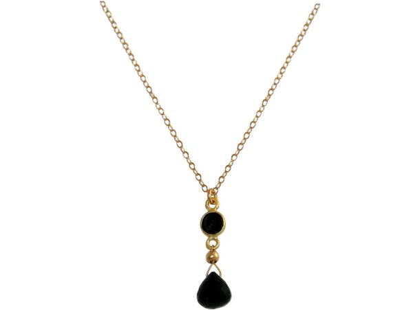 GEMSHINE Halskette mit schwarzen Onyx Edelsteinen. 925 Silber oder hochwertig vergoldeter Tropfen Anhänger an 45 cm Kette. Made in München / Deutschland. Im edlen Etui. Auch als SET mit Ohrringen. - Image 3