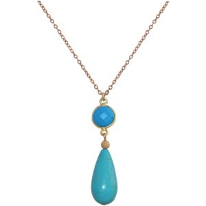 GEMSHINE Halskette mit Türkis Edelsteinen. Anhänger aus 925 Silber oder hochwertig vergoldet an 60cm Kette. Made in München / Deutschland. Im edlen Schmucketui geliefert. Auch als Set mit Ohrringen.
