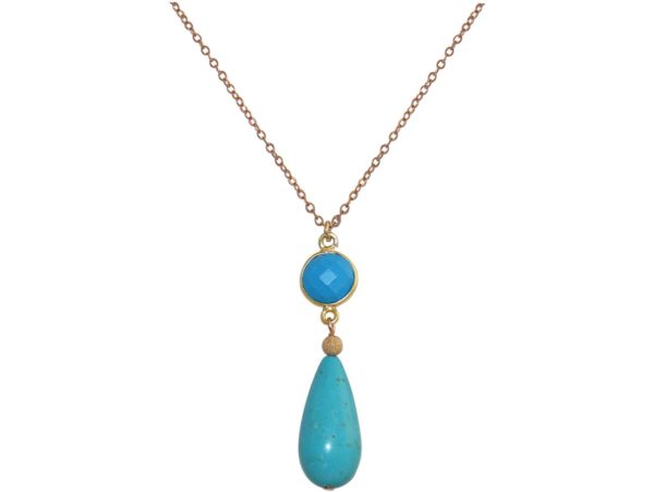 GEMSHINE Halskette mit Türkis Edelsteinen. Anhänger aus 925 Silber oder hochwertig vergoldet an 60cm Kette. Made in München / Deutschland. Im edlen Schmucketui geliefert. Auch als Set mit Ohrringen.