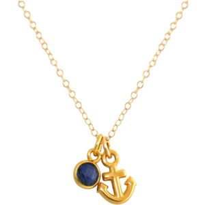 GEMSHINE Maritim Nautics Halskette mit Anker aus 925 Silber, hochwertig vergoldet oder rose im Navy Stil mit blauem Saphir - Made in Madrid, Spanien