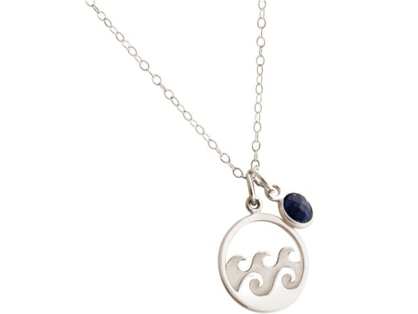 GEMSHINE Maritim Nautics Halskette mit Surf Wellen Meer aus 925 Silber, hochwertig vergoldet oder rose im Navy Stil mit blauem Saphir - Made in Madrid, Spanien, Metall Farbe:Silber - Image 3