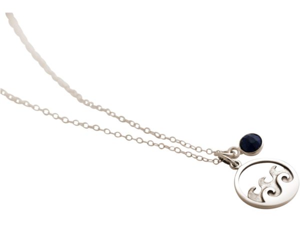 GEMSHINE Maritim Nautics Halskette mit Surf Wellen Meer aus 925 Silber, hochwertig vergoldet oder rose im Navy Stil mit blauem Saphir - Made in Madrid, Spanien, Metall Farbe:Silber - Image 5