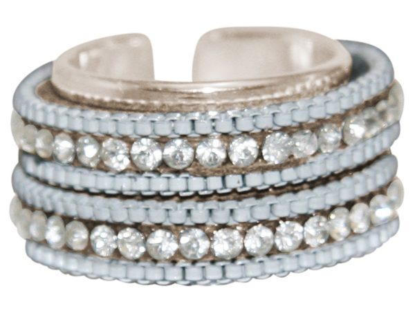 GEMSHINE Ring mit Lederband und Strass. Größenverstellbar: versilbert, vergoldet, rose vergoldet. Qualitätsvoller Schmuck Made in Madrid / Spain., Metall Farbe:Silber - Image 4