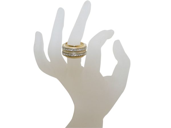 GEMSHINE Ring mit Lederband und Strass. Größenverstellbar: versilbert, vergoldet, rose vergoldet. Qualitätsvoller Schmuck Made in Madrid / Spain., Metall Farbe:Silber vergoldet - Image 4