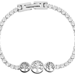 Edelstahl Armband silber + Strass mit Anhänger Lebensbaum Edelstahlarmband