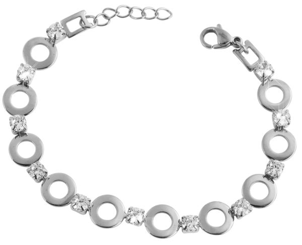 Gliederarmband Edelstahl Armband Edelstahlarmband Panzerkette silber Zirkonia