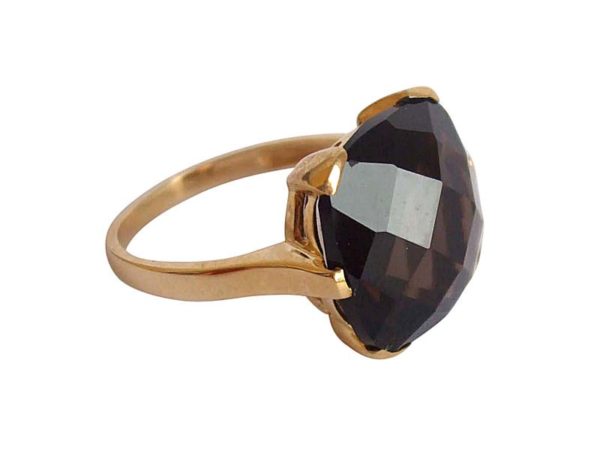 Gemshine - Damen - Ring - 9k (375) Gold - Rauchquarz - Braun - 15mm, Ringgröße:55 (17.5) - Image 4
