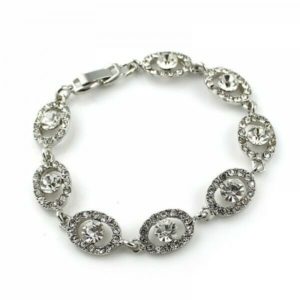 silbernes Armband mit Strass Steinchen Zirkonia Armschmuck Hochzeit Brautschmuck