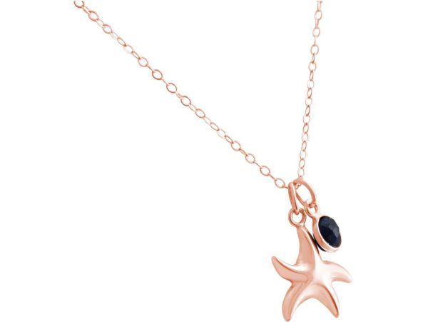 GEMSHINE Maritim Nautics Halskette mit Seestern aus 925 Silber, hochwertig vergoldet oder rose im Navy Stil mit blauem Saphir - Made in Madrid, Spanien, Metall Farbe:Silber rose vergoldet - Image 3