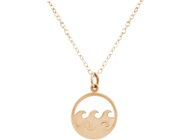 GEMSHINE Maritim Nautics Halskette mit Surf Wellen Meer aus 925 Silber, hochwertig vergoldet oder rose im Navy Stil - Made in Madrid, Spanien, Metall Farbe:Silber vergoldet