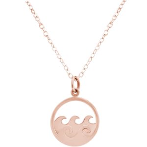GEMSHINE Maritim Nautics Halskette mit Surf Wellen Meer aus 925 Silber, hochwertig vergoldet oder rose im Navy Stil - Made in Madrid, Spanien, Metall Farbe:Silber rose vergoldet