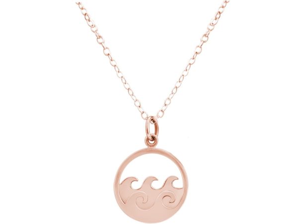 GEMSHINE Maritim Nautics Halskette mit Surf Wellen Meer aus 925 Silber, hochwertig vergoldet oder rose im Navy Stil - Made in Madrid, Spanien, Metall Farbe:Silber rose vergoldet