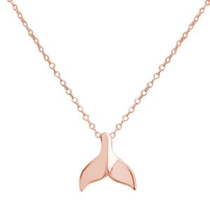 GEMSHINE Maritim Nautics Halskette mit Walflosse. Walfischflosse aus 925 Silber, hochwertig vergoldet oder rose im Navy Stil - Made in Madrid, Spanien, Metall Farbe:Silber rose vergoldet