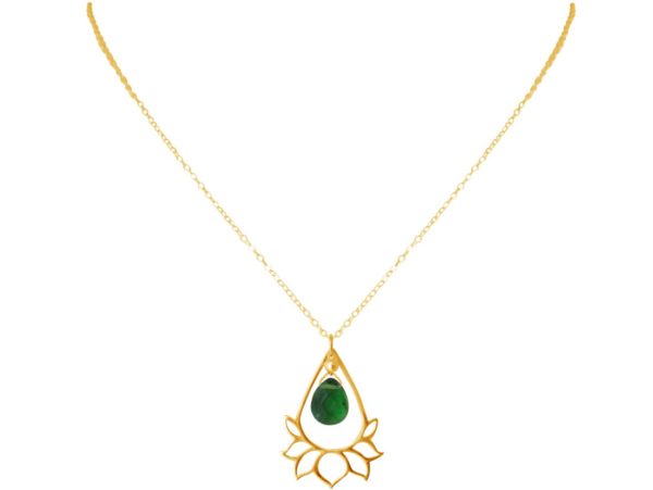 GEMSHINE Damenhalskette aus hochwertig vergoldetem 925 Silber mit YOGA Lotusblume und Turmalin Quarz hervorragender Qualität. Made in Madrid / Spanien. Im eleganten Schmucketui mit Geschenkverpackung. - Image 3