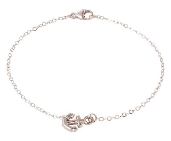 GEMSHINE Maritim Nautics Armband. Armkette mit Anker aus 925 Silber, hochwertig vergoldet oder rose im Navy Stil - Made in Madrid, Spanien, Metall Farbe:Silber