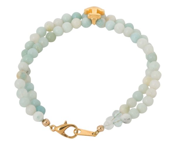 GEMSHINE Maritim Nautics Armband mit natürlichen hellblauen Aquamarinen und Anker in Silber, vergoldet oder rose im Navy Stil - Made in München / Deutschland, Metall Farbe:Silber vergoldet - Image 3