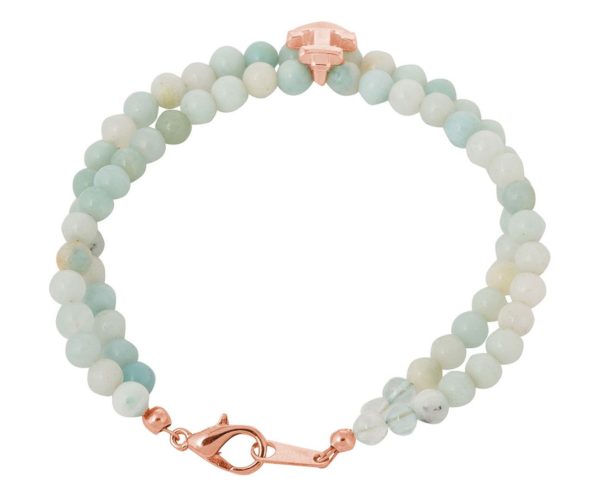 GEMSHINE Maritim Nautics Armband mit natürlichen hellblauen Aquamarinen und Anker in Silber, vergoldet oder rose im Navy Stil - Made in München / Deutschland, Metall Farbe:Silber rose vergoldet - Image 3