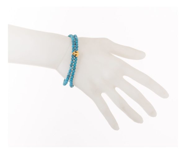 GEMSHINE Maritim Nautics Armband mit natürlichen Türkis Edelsteinen und Anker in Silber, vergoldet oder rose im Navy Stil - Made in München / Deutschland, Metall Farbe:Silber vergoldet - Image 3