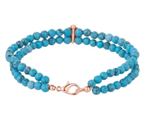 GEMSHINE Maritim Nautics Armband mit natürlichen Türkis Edelsteinen und Anker in Silber, vergoldet oder rose im Navy Stil - Made in München / Deutschland, Metall Farbe:Silber rose vergoldet - Image 3