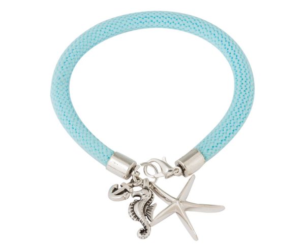 GEMSHINE Maritim Nautics Armband mit Anker, Seestern, Seepferd. Silber,vergoldet,rose. Navy Stil am blauen Parakord Band - Made in Madrid, Spain, Metall Farbe:Silber