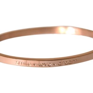 Gemshine - Damen - Armband - Armreif - Smile - Love - Dream - WISHES - Rose Gold - 4 mm