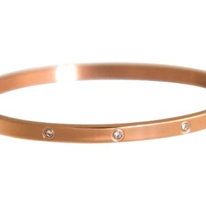 Gemshine - Damen - Armband - Armreif - WISHES - Sparkle - Glanz - Funkeln - Rose Gold - 4 mm