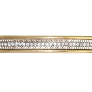 GEMSHINE Armreif mit Lederband und Strass. Armband versilbert, vergoldet oder rose vergoldet. Made in Madrid / Spain. Qualitätsvoller Schmuck im edlen Etui., Metall Farbe:Silber vergoldet